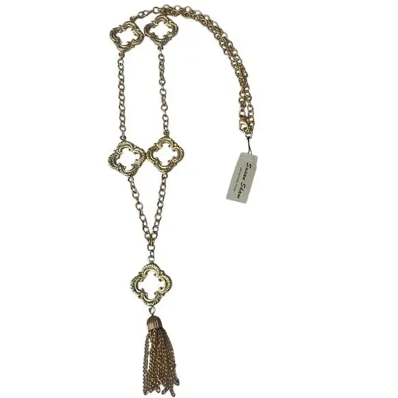 Susan Shaw Clover Leaf Goldtone Statement Necklace NWT - Picture 1 of 5